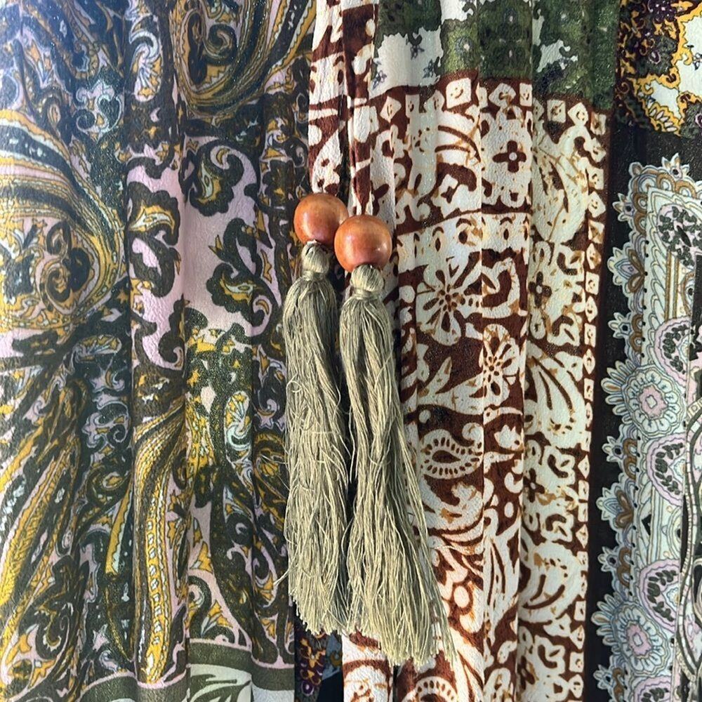Talisman Freedom Paisley Gardens Crepe Elastic Tie Waist Wide Leg Pants XS - Picture 5 of 5